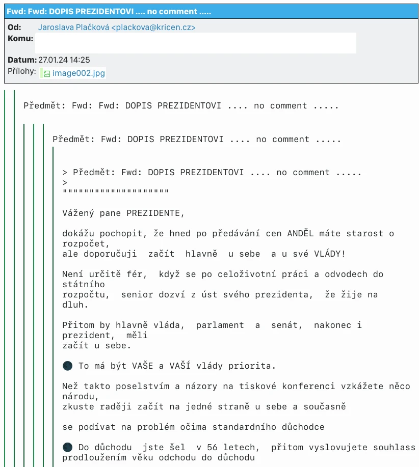 Screenshot druhého vzorku emailu